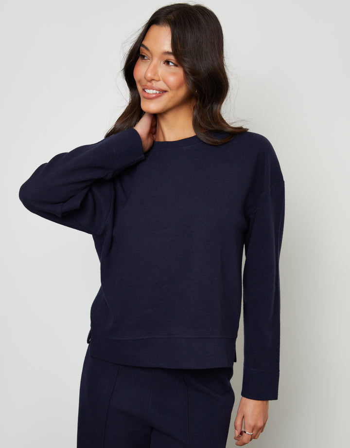 Navy Cosy Rib Relaxed Fit Sweatshirt