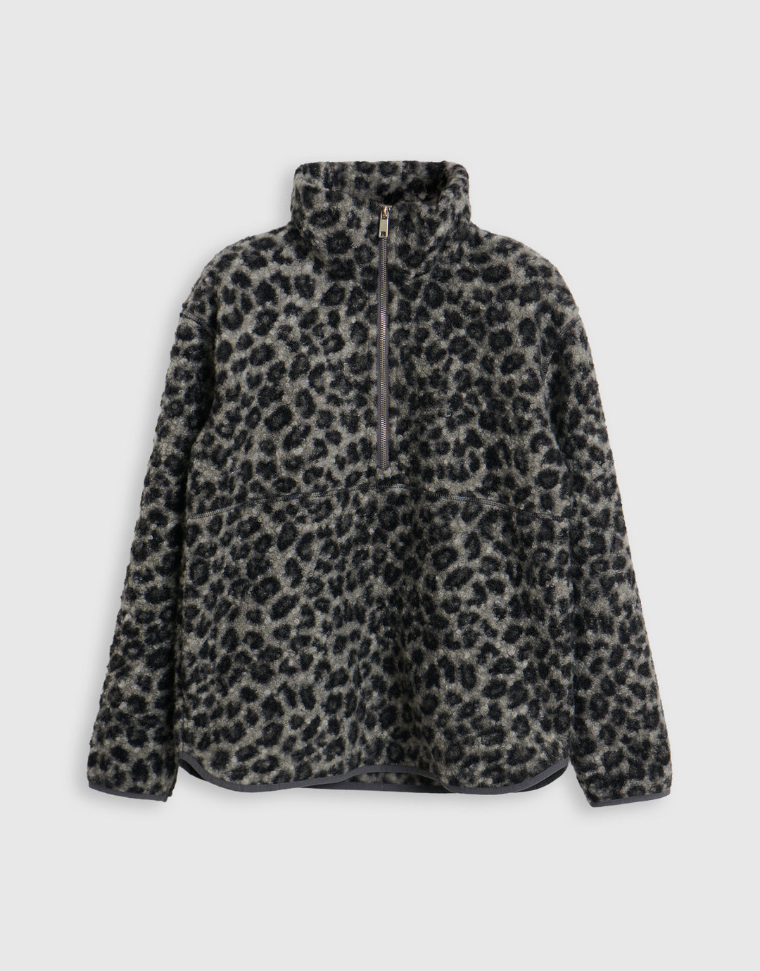 Borg Fleece Pull Over in Leopard Print