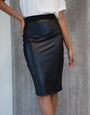 Black PU Panel Ponte Skirt
