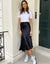 Black Satin Slip Midi Skirt