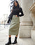 Khaki Green Utility Cargo Maxi Skirt