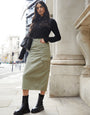Khaki Green Utility Cargo Maxi Skirt