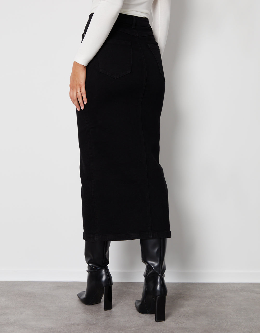 Black Maxi Denim Skirt