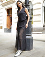 Black Chiffon Tiered Frill Maxi Skirt