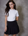 Black Stretch Mini Pleated Tennis Skirt