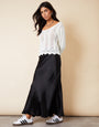 Black Maxi Satin Slip Skirt