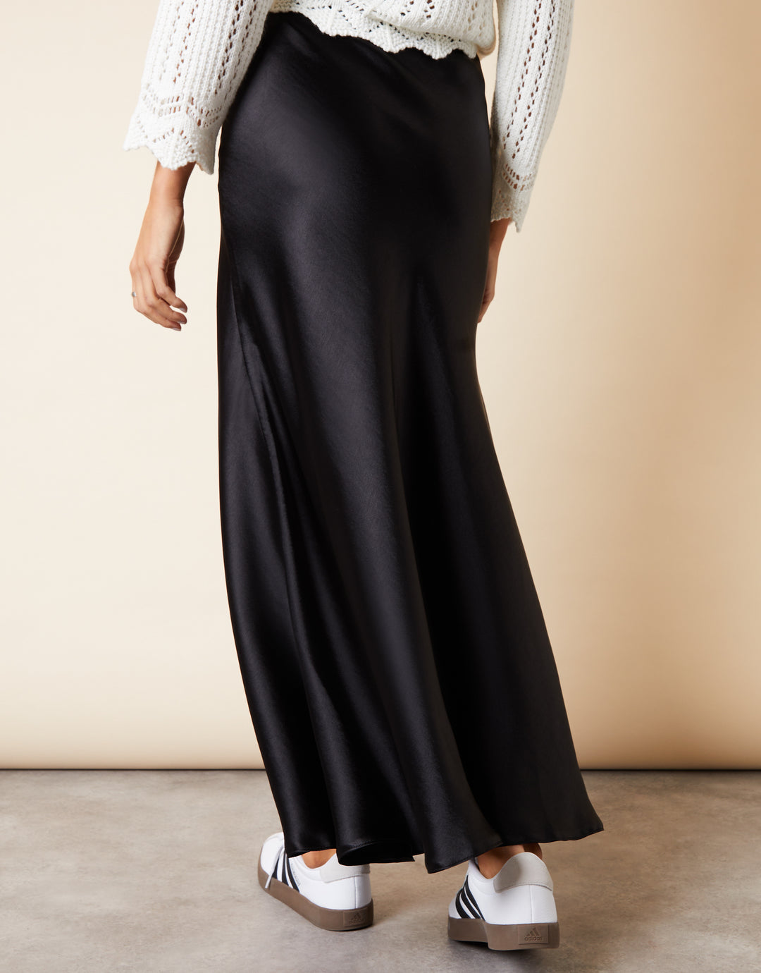 Black Maxi Satin Slip Skirt