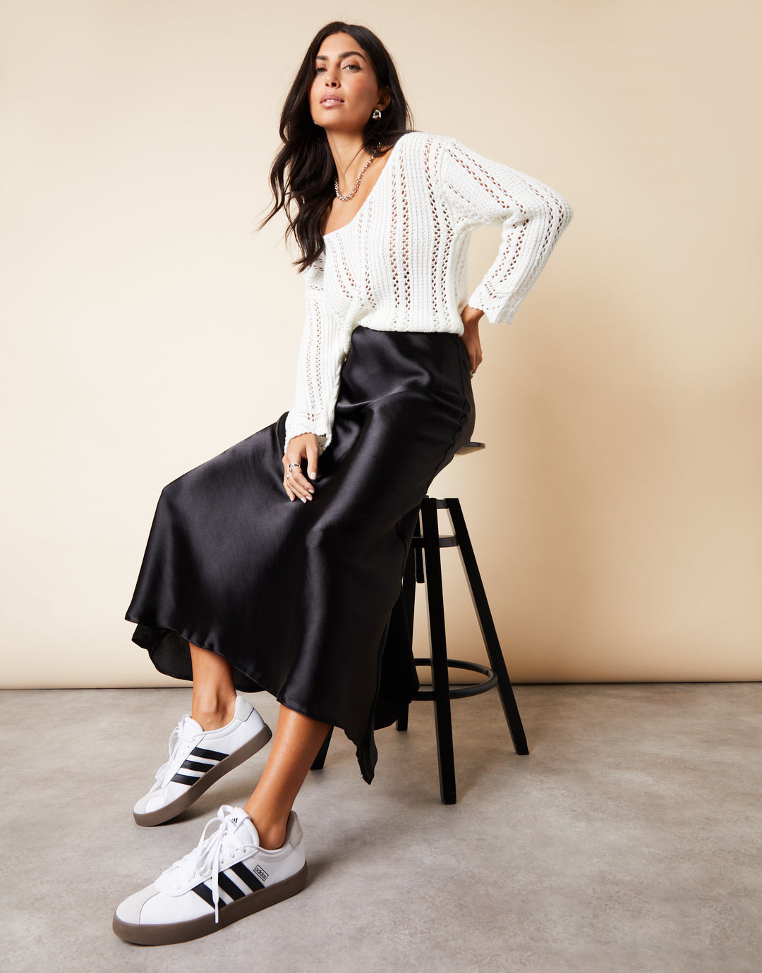 Black Maxi Satin Slip Skirt