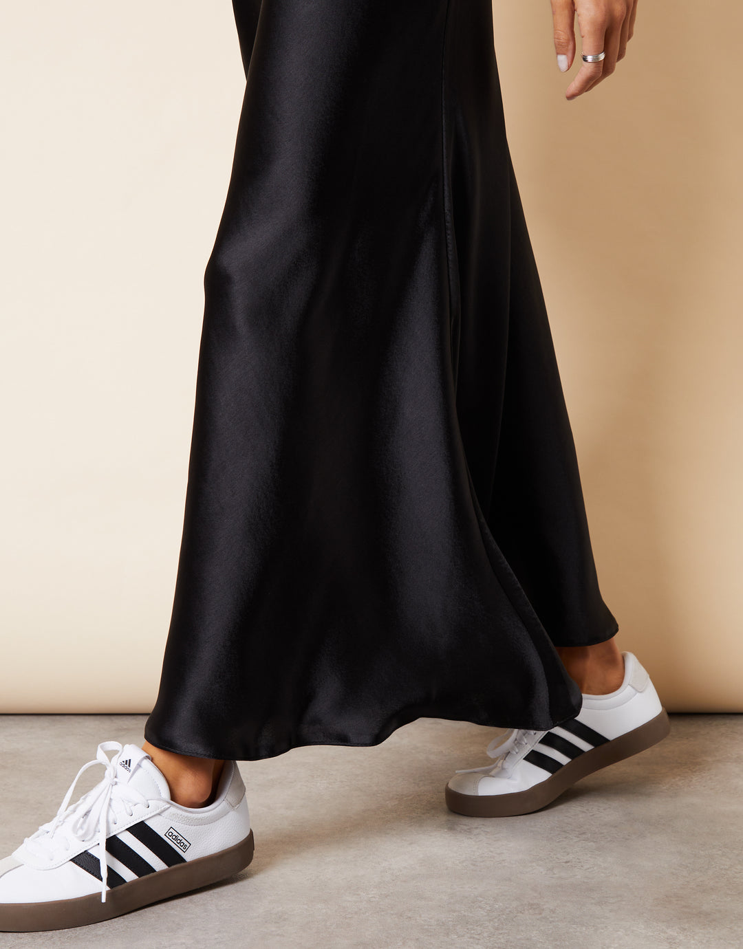 Black Maxi Satin Slip Skirt