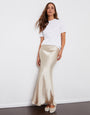 Champagne Maxi Satin Slip Skirt