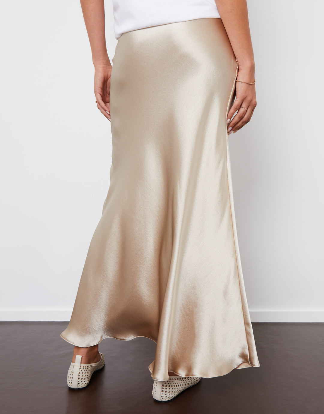 Champagne Maxi Satin Slip Skirt