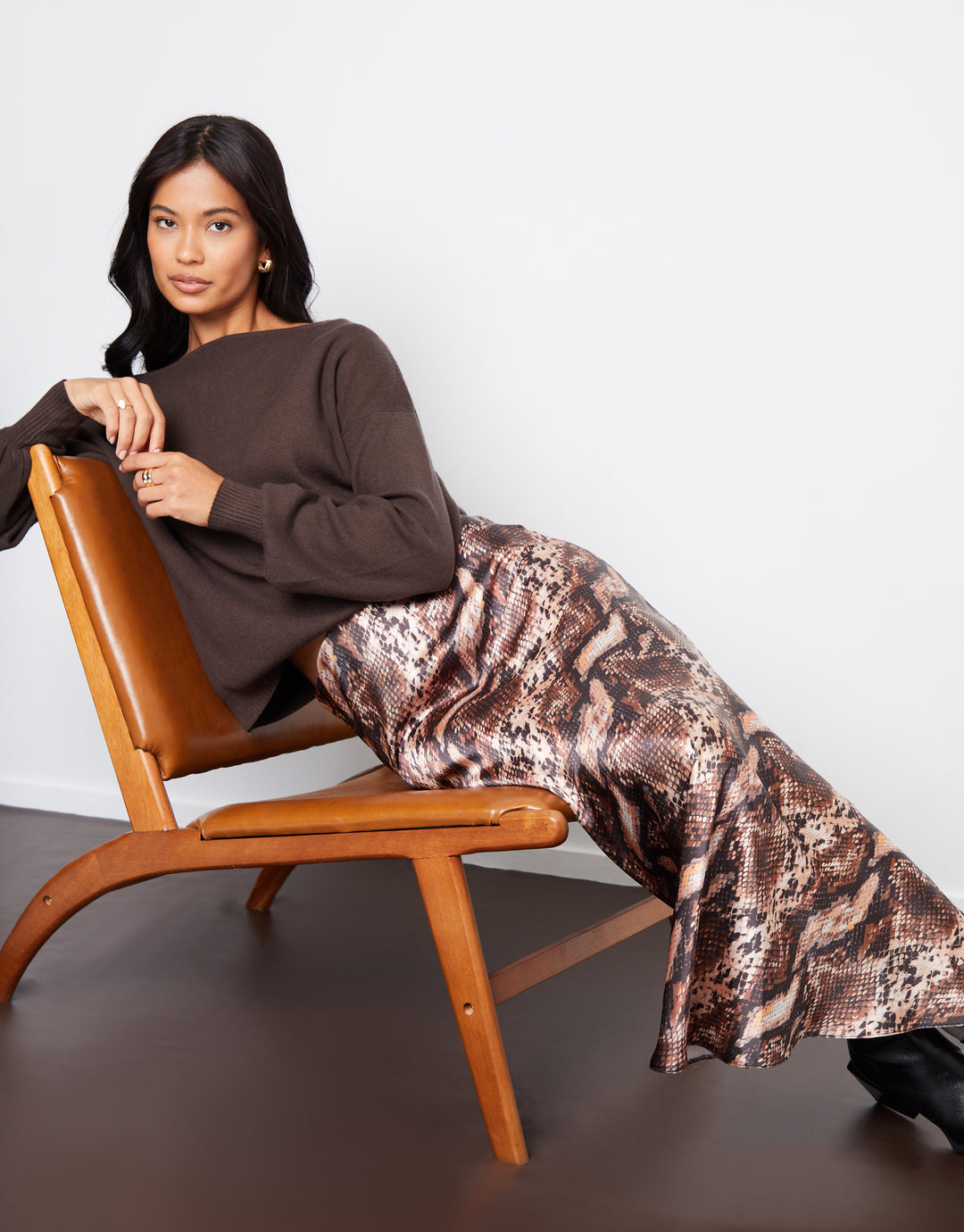 Snake Print Maxi Satin Slip Skirt