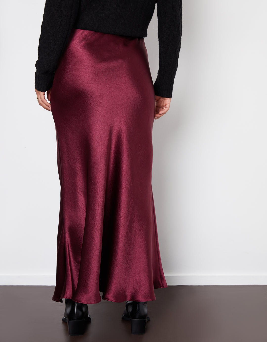 Burgundy Maxi Satin Slip Skirt