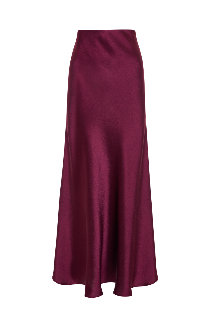 Burgundy Maxi Satin Slip Skirt