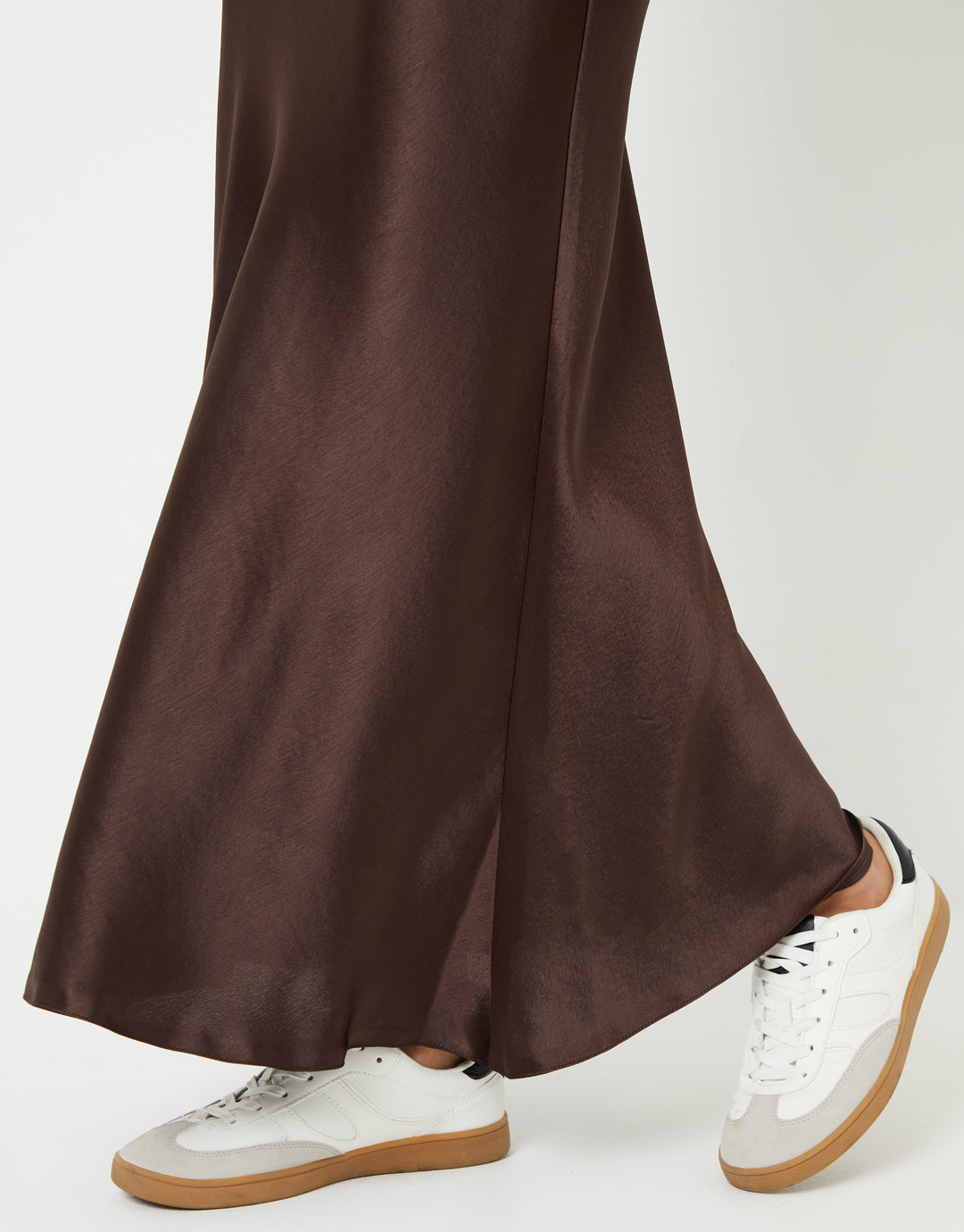 Chocolate Brown Maxi Satin Slip Skirt