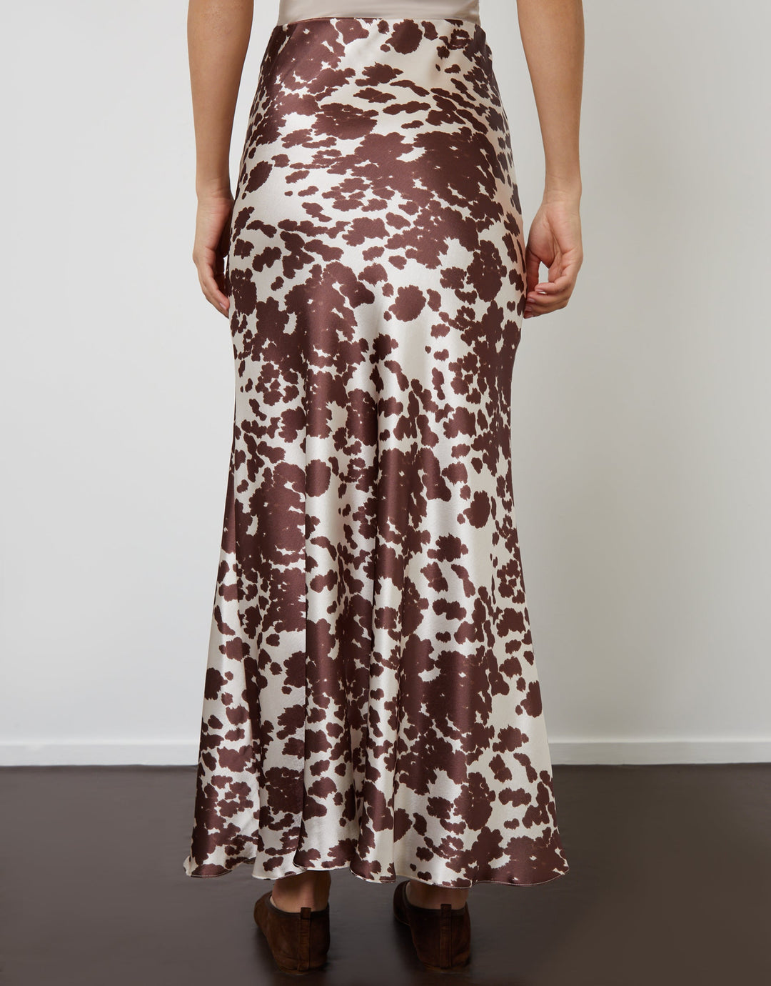Cow Print Maxi Satin Slip Skirt