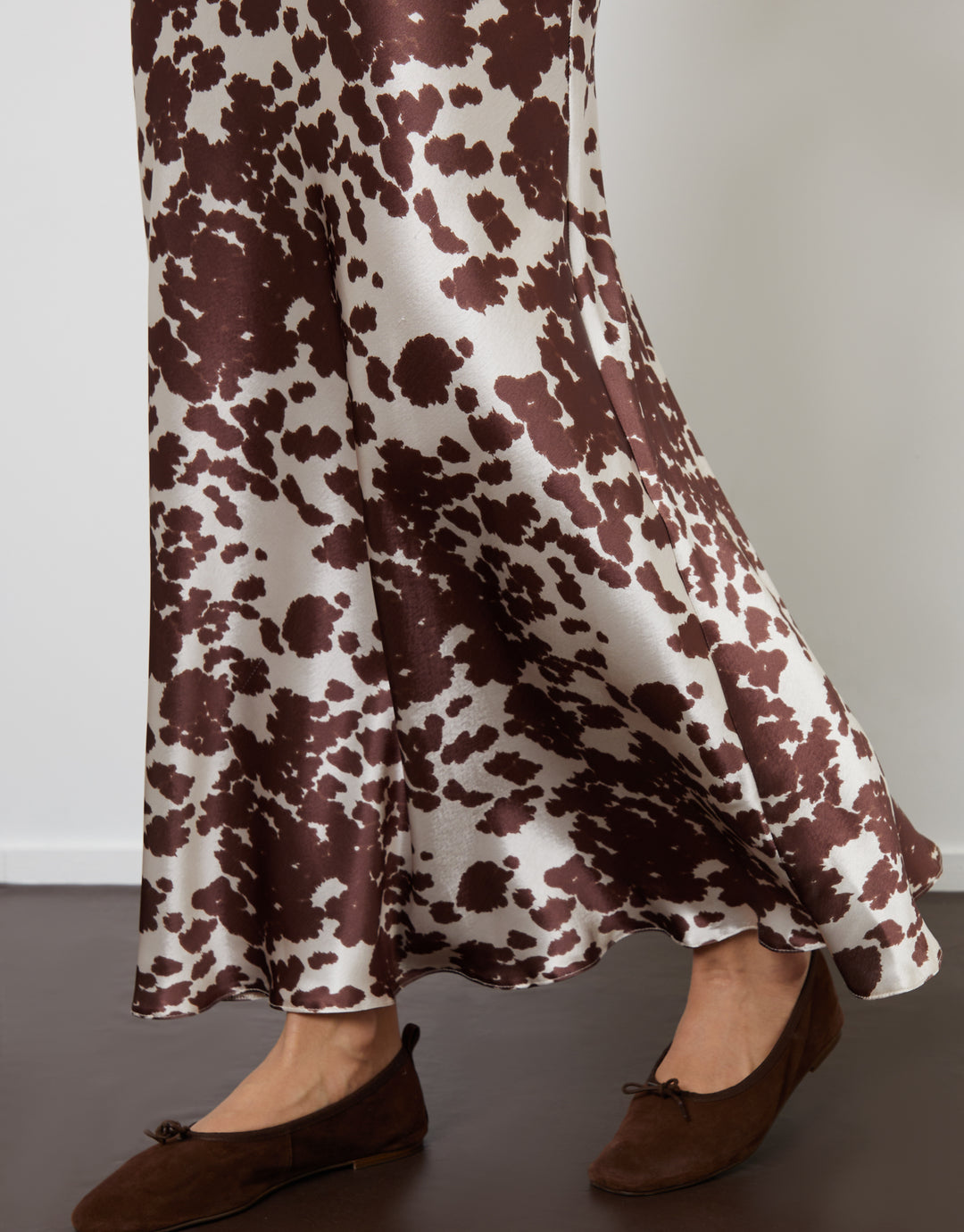 Cow Print Maxi Satin Slip Skirt