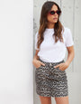 Leopard Print Denim Mini Skirt