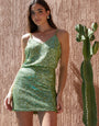 Green Sequin Party A-Line Mini Skirt