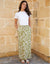 Paisley Jersey Maxi Skirt with Pockets in Khaki Green