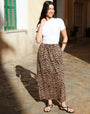 Leopard Print Jersey Maxi Skirt with Pockets