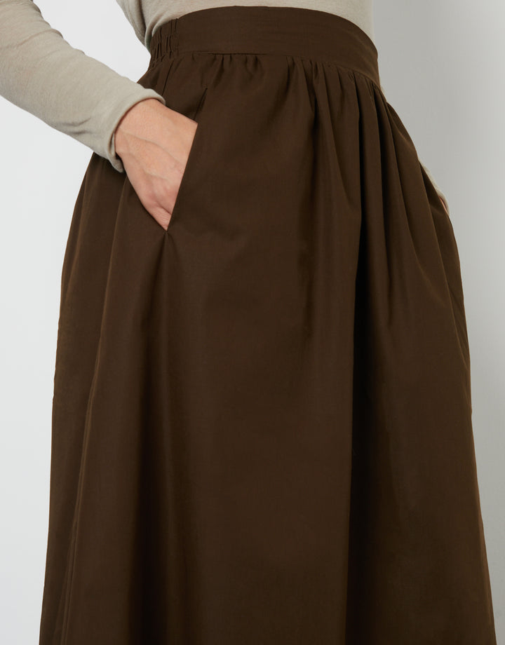 Chocolate Brown Maxi Skirt with Pockets