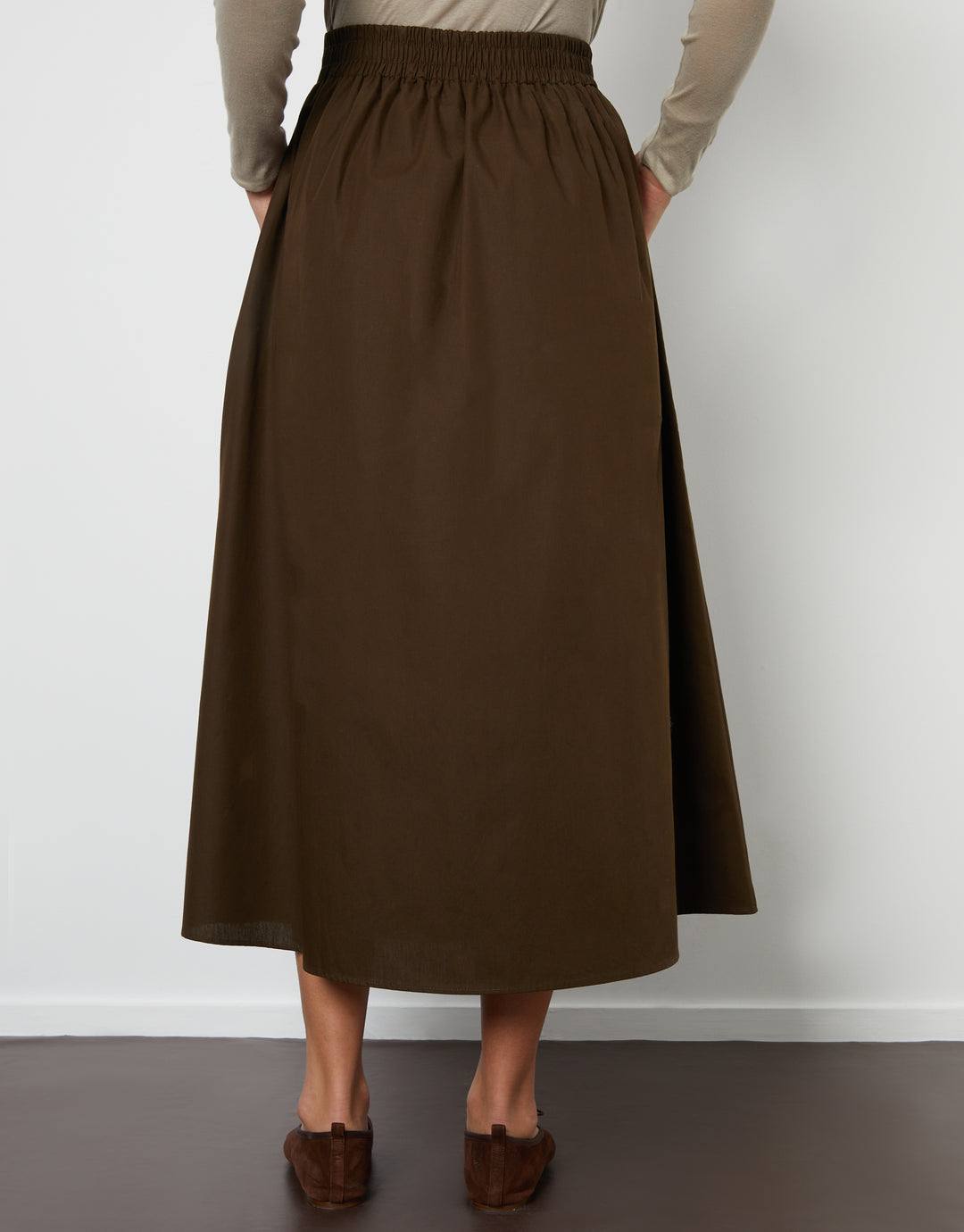 Chocolate Brown Maxi Skirt with Pockets