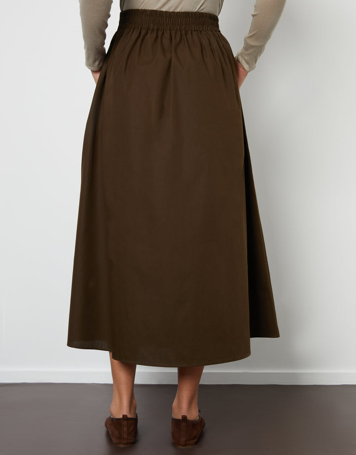 Chocolate Brown Maxi Skirt with Pockets
