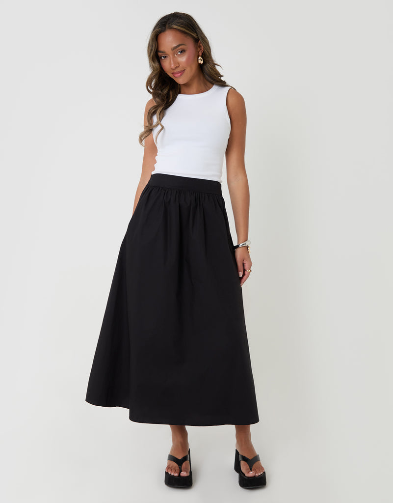 Threadbare Women's Black Midaxi Skirt with Pockets