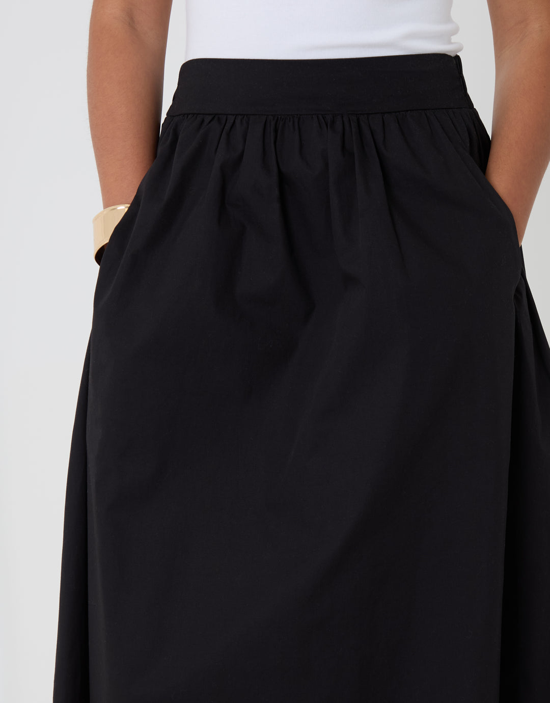 Threadbare Midaxi Skirt with Pockets in Black - close up