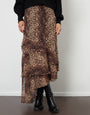 Leopard Print Chiffon Ruffled Maxi Skirt
