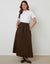 Chocolate Brown Cotton Poplin Skirt with Pockets