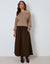 Chocolate Brown Cotton Poplin Skirt with Pockets