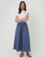 Cotton Poplin Skirt with Pockets in Blue