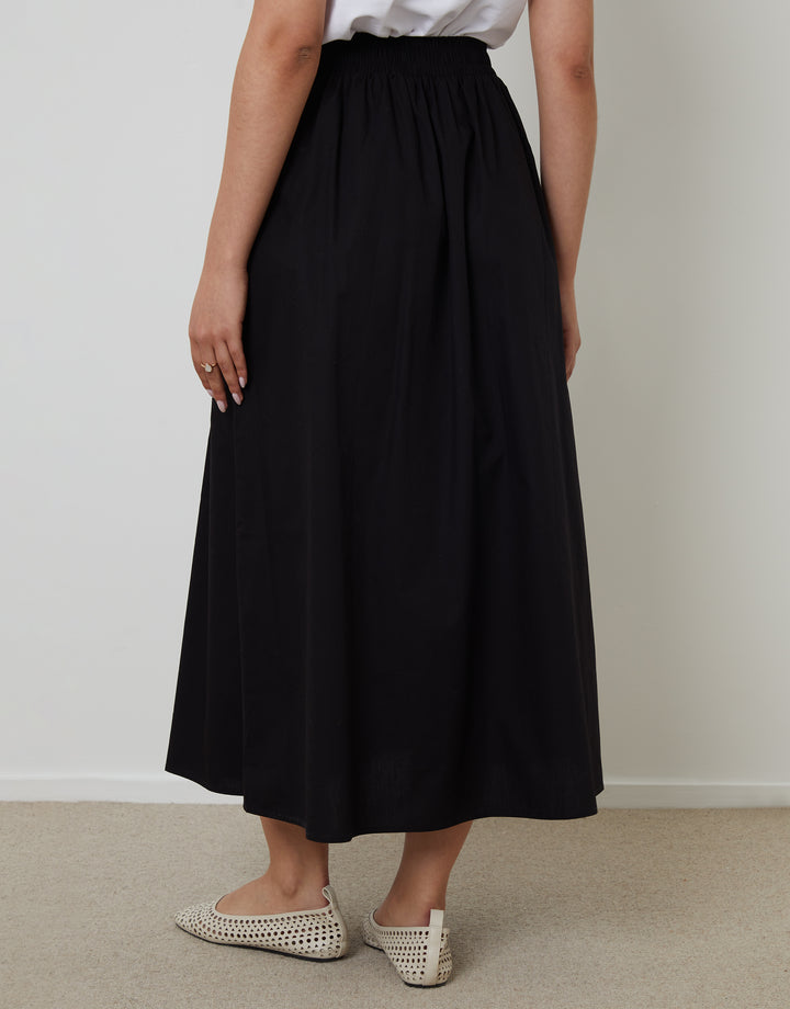 Black Midaxi Skirt with Pockets