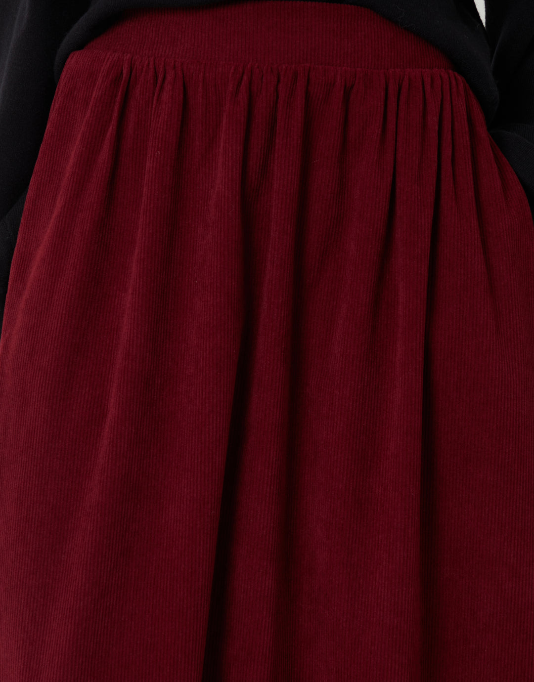 Berry Red Corduroy Pull On Midaxi Skirt