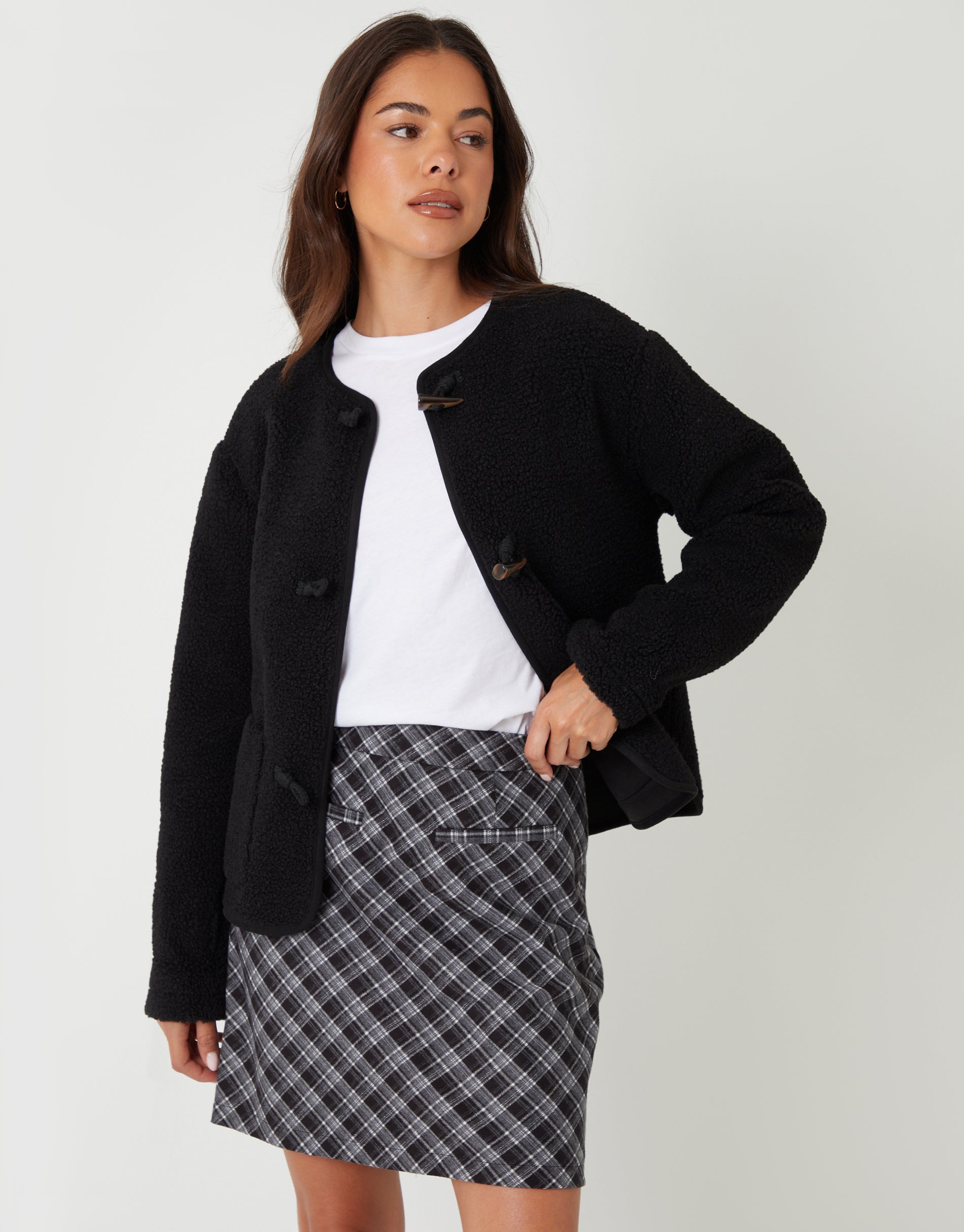 Threadbare Women's Mono Check A-Line Mini Skirt