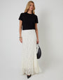 White Pull On Lace Maxi Skirt