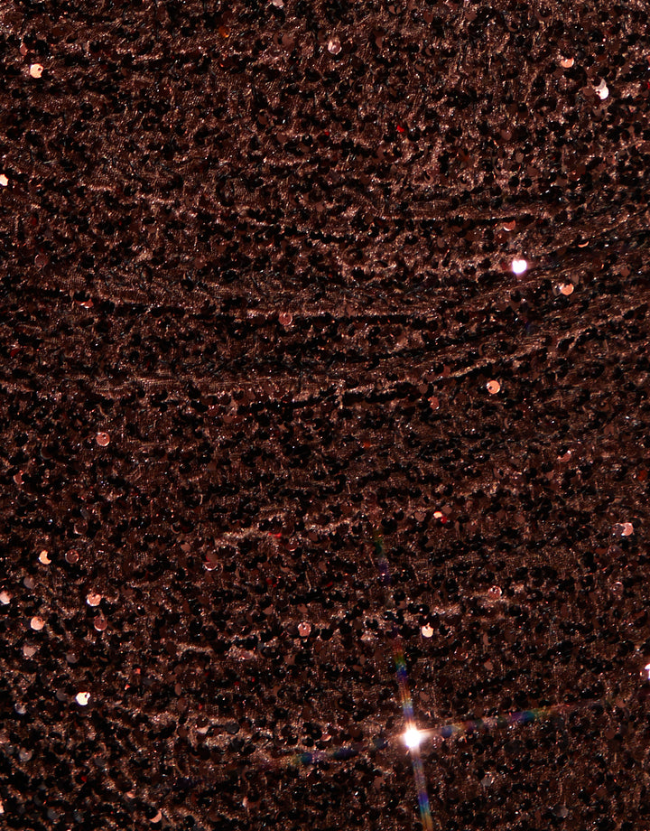 Chocolate Brown Sequin Velour Mini Skirt