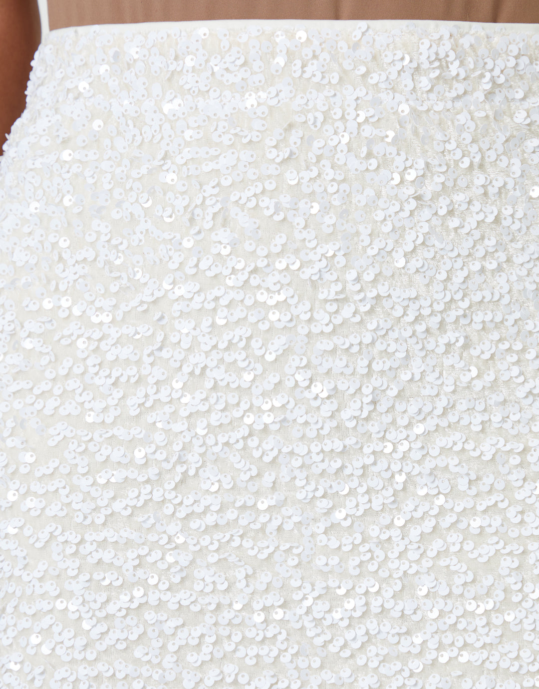 White Sequin Velour Mini Skirt