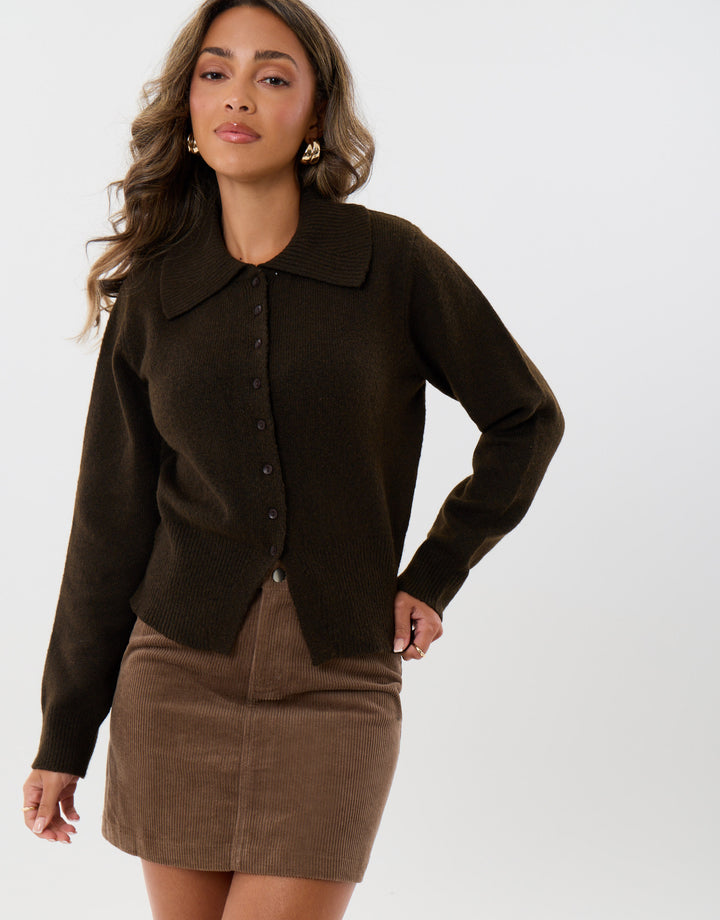 Corduroy Mini Skirt in Mocha Brown
