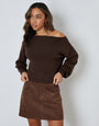 Mocha Brown Corduroy Mini Skirt