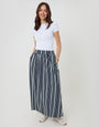 Navy Stripe Jersey A-Line Maxi Skirt