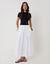 Linen Blend Gathered Midaxi Skirt in White