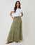 Olive Green Cotton Tiered Maxi Skirt