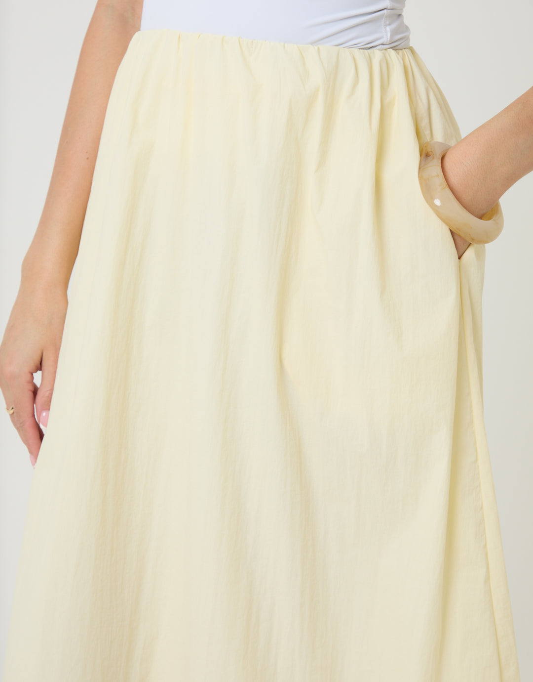 Yellow Gathered Waist Maxi Skirt
