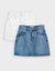 2 Pack Denim Mini Skirts in Mid Wash & White