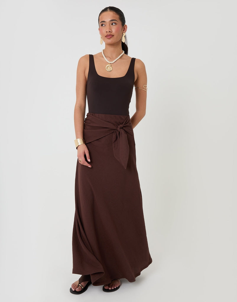 Tie Sash Midi Skirt