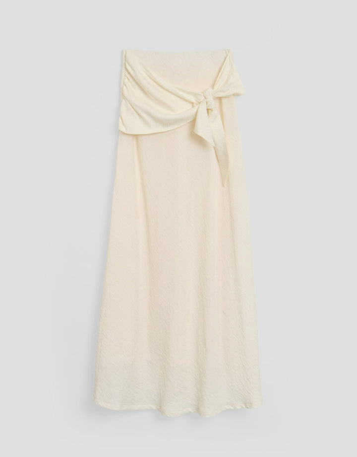 Tie Sash Maxi Skirt in White
