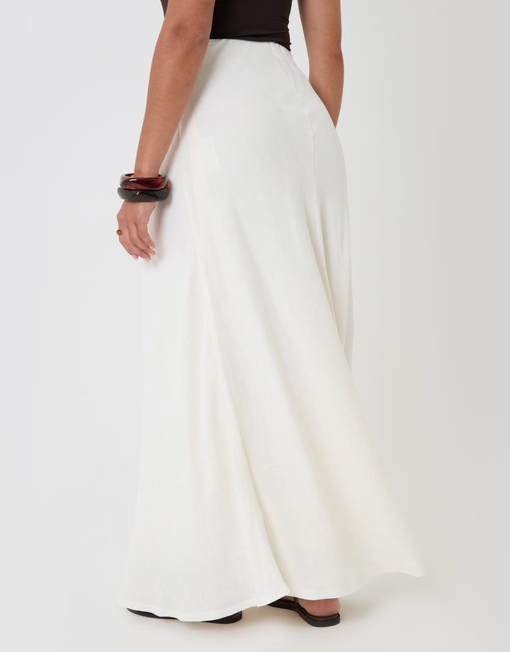 Threadbare Tie Sash Midi Skirt in White - back view